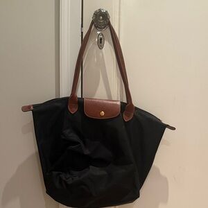 Longchamp Black and Brown Tote Bag